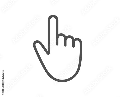Hand cursor line icon. Click action sign. Finger pointer symbol. Quality design element. Linear style cursor icon. Editable stroke. Vector