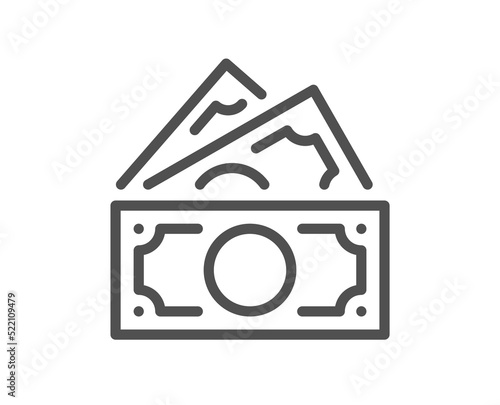 Money line icon. Cash banknotes sign. Savings profit symbol. Quality design element. Linear style money icon. Editable stroke. Vector