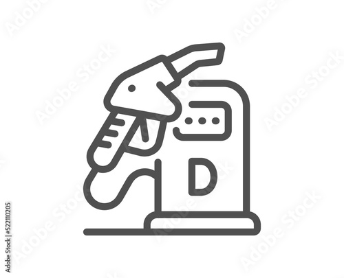 Diesel station line icon. Filling station sign. DD fuel symbol. Quality design element. Linear style diesel station icon. Editable stroke. Vector