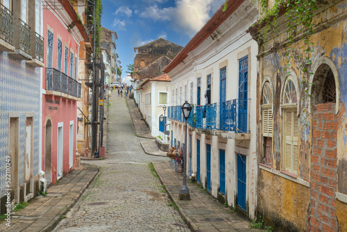 São Luis, MA, Brazil - March 13th, 2017 - Streets of the historic center of Sao Luis do Maranhão in Brazil