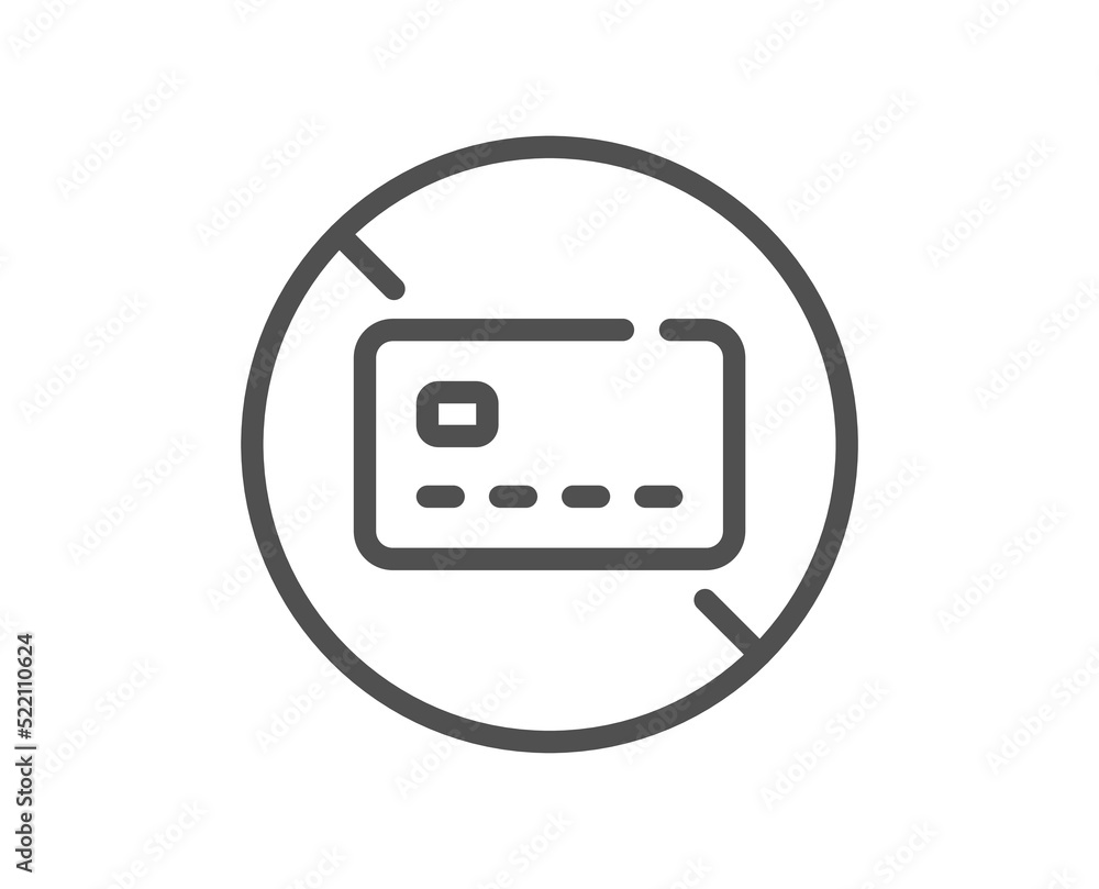 No card line icon. Non-cash money sign. Bank credit card symbol. Quality design element. Linear style no card icon. Editable stroke. Vector No card line icon. Non-cash money sign. Bank credit card symbol. Quality design element. Linear style no card icon. Editable stroke. Vector