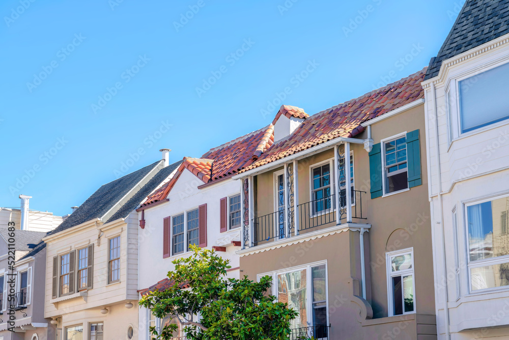 Adjacent homes in a neighborhood in San Francisco, California