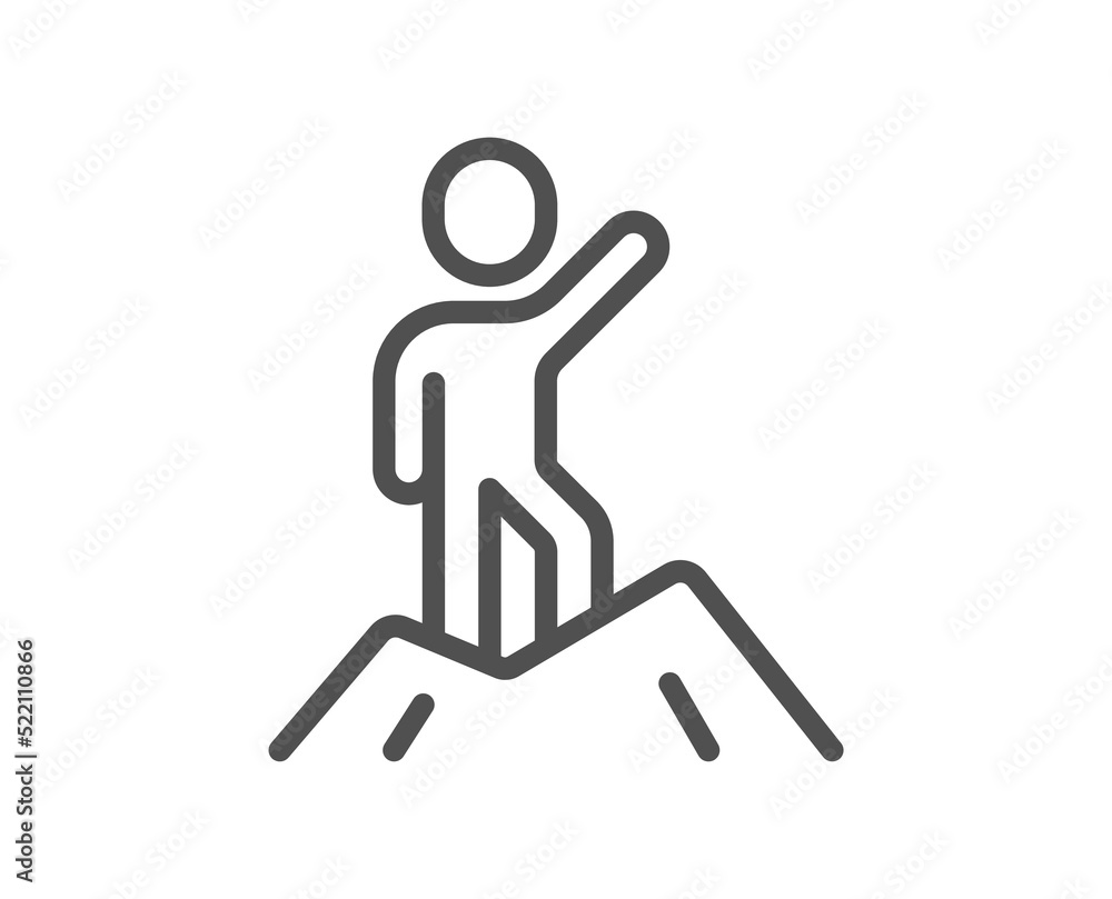 Leadership line icon. Person raised his hand sign. Business skill symbol. Quality design element. Linear style leadership icon. Editable stroke. Vector Leadership line icon. Person raised his hand sign. Business skill symbol. Quality design element. Linear style leadership icon. Editable stroke. Vector