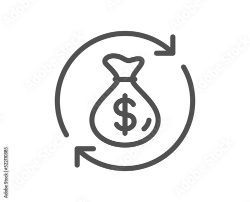 Change money line icon. Currency exchange sign. Transfer payment symbol. Quality design element. Linear style change money icon. Editable stroke. Vector