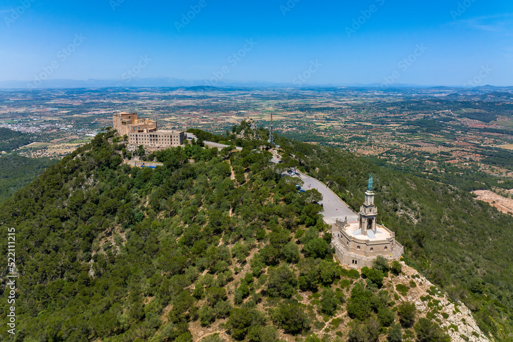 Aerial view of the Santuari de Sant Salvador in Mallorca