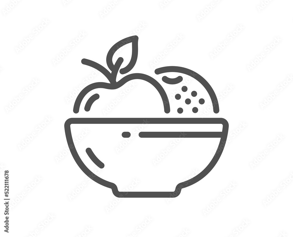 Fruits line icon. Vegetarian food sign. Apple and orange symbol. Quality design element. Linear style fruits icon. Editable stroke. Vector Fruits line icon. Vegetarian food sign. Apple and orange symbol. Quality design element. Linear style fruits icon. Editable stroke. Vector