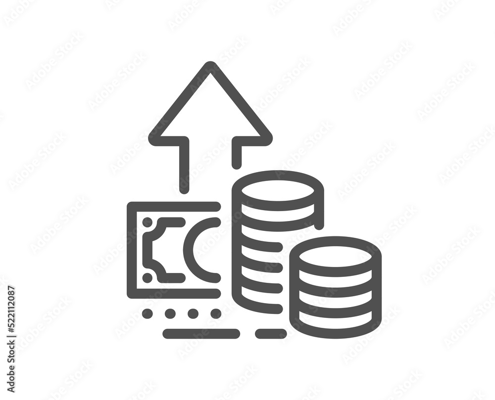 Inflation line icon. Growth or Increase price sign. Change money symbol. Quality design element. Linear style inflation icon. Editable stroke. Vector Inflation line icon. Growth or Increase price sign. Change money symbol. Quality design element. Linear style inflation icon. Editable stroke. Vector