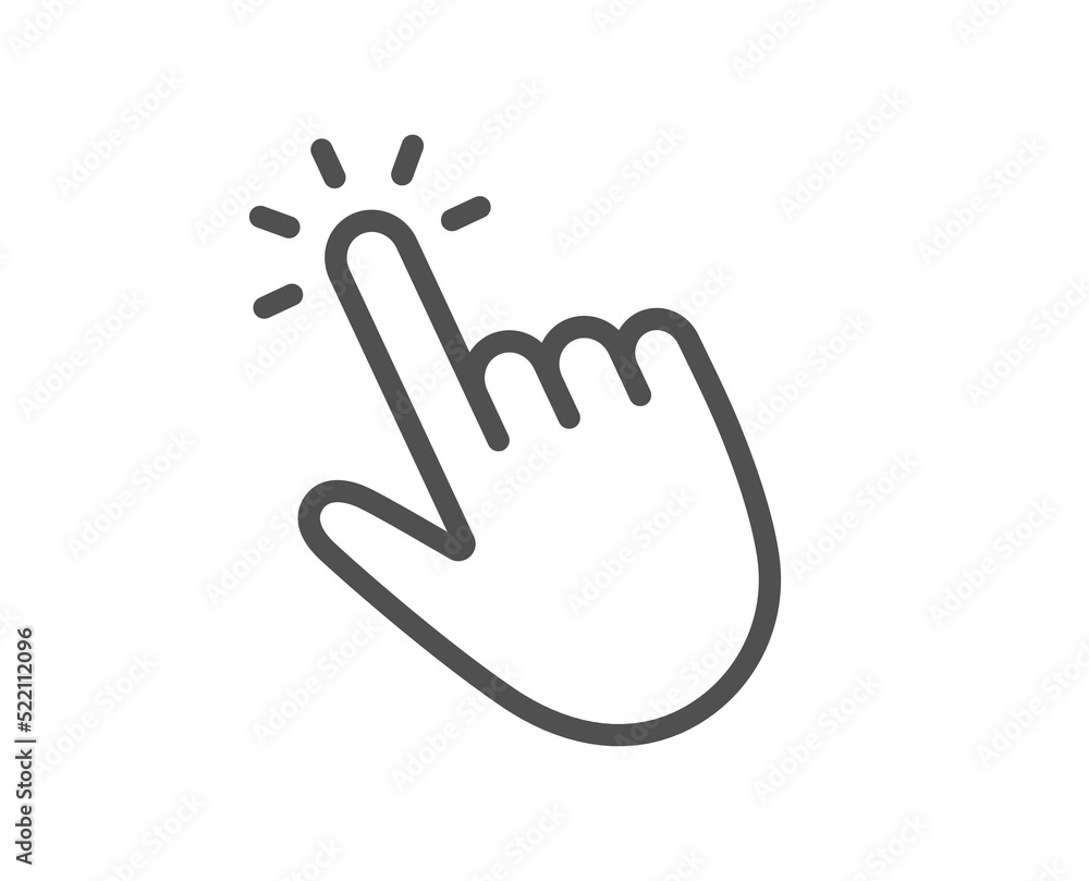 Hand cursor line icon. Click action sign. Finger pointer symbol. Quality design element. Linear style cursor icon. Editable stroke. Vector Hand cursor line icon. Click action sign. Finger pointer symbol. Quality design element. Linear style cursor icon. Editable stroke. Vector