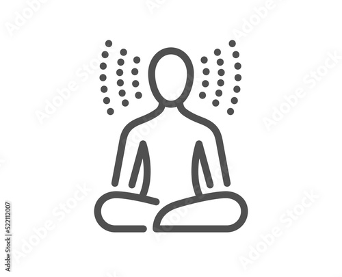 Yoga line icon. Meditation pose sign. Relax body and mind symbol. Quality design element. Linear style yoga icon. Editable stroke. Vector