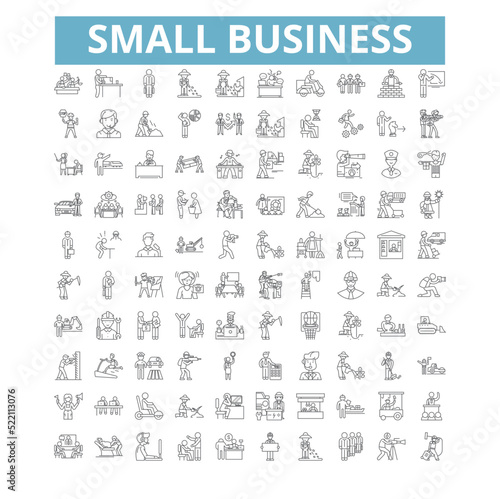 Small business icons, line symbols, web signs, vector set, isolated illustration