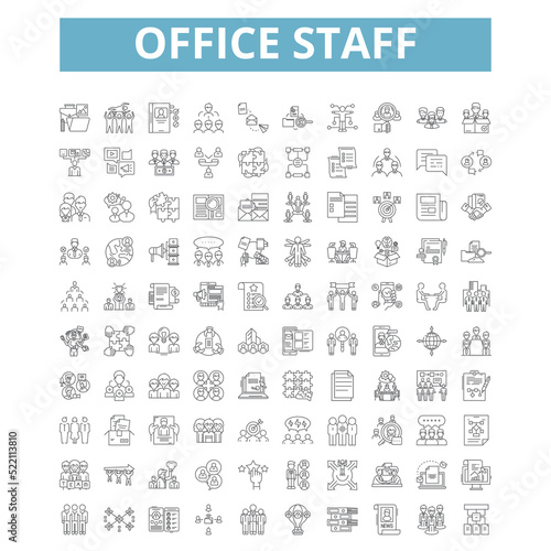 Office icons, line symbols, web signs, vector set, isolated illustration