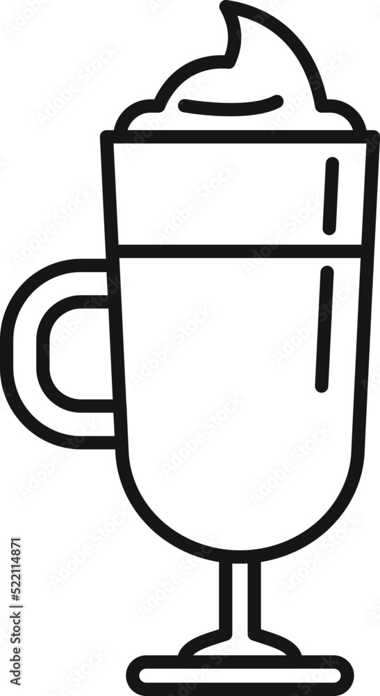 Cute latte cup icon outline vector. Cafe glass Cute latte cup icon outline vector. Cafe glass
