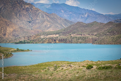 toktogul  mountain landscape in kyrgyzstan  central asia  reservoir