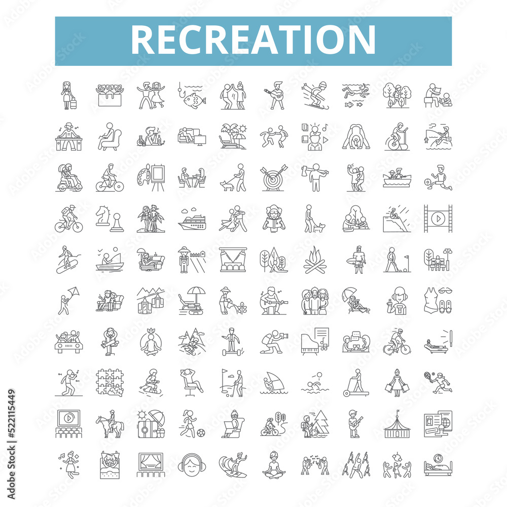 Recreation icons, line symbols, web signs, vector set, isolated illustration