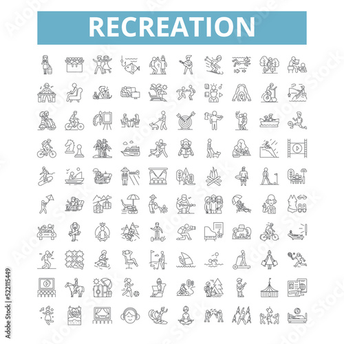 Obraz na płótnie Recreation icons, line symbols, web signs, vector set, isolated illustration w salonie