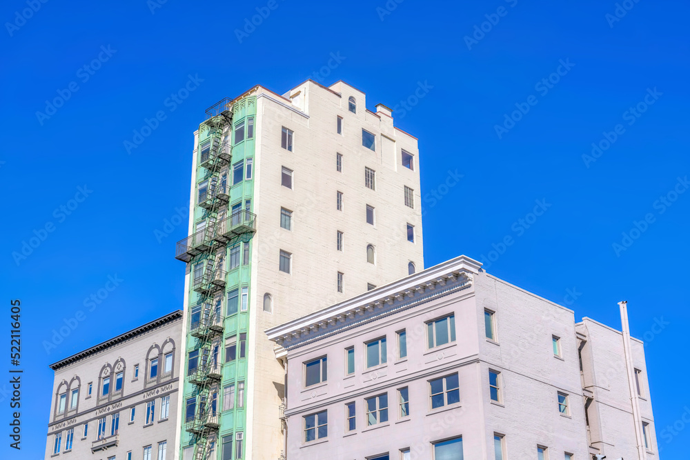 Adjacent apartment and condominium buildings at San Francisco, California