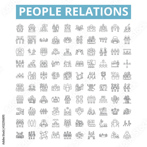People relations icons, line symbols, web signs, vector set, isolated illustration