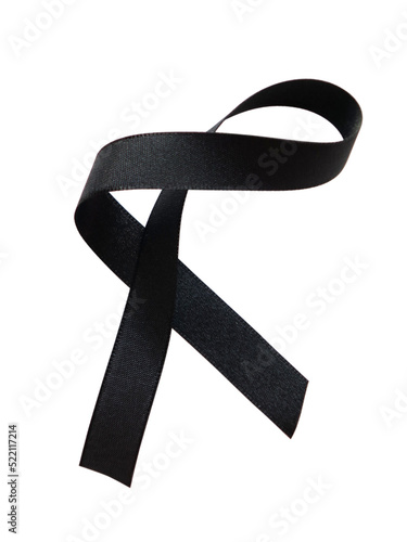 Black ribbon awareness isolated on transparent background