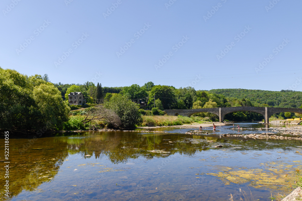 River view of the village of Vresse sur Semois in Belgium. Tourism in Belgium