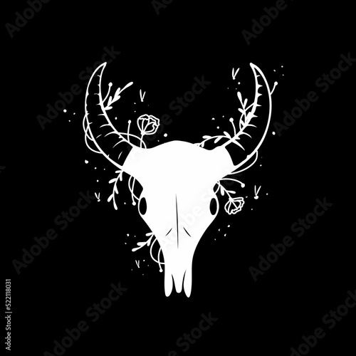 zodiac Aries signs halloween skull bones objects icons stars graphics black and white print