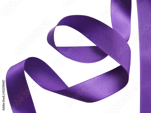 Purple ribbon over transparent background, design element