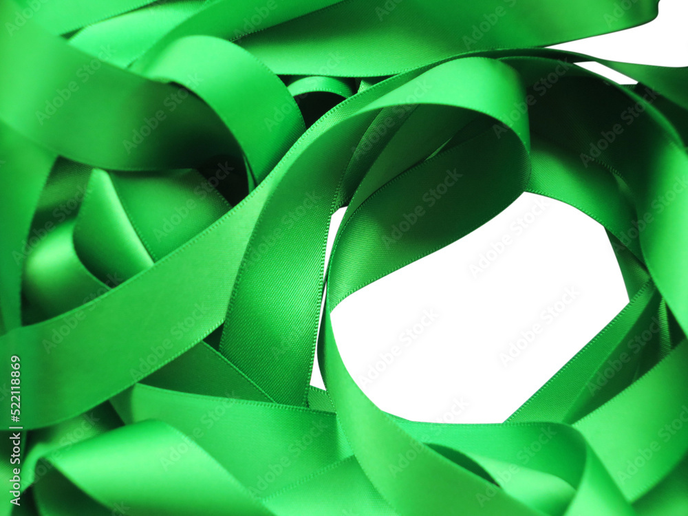 Green ribbon over transparent background, design element Stock Photo
