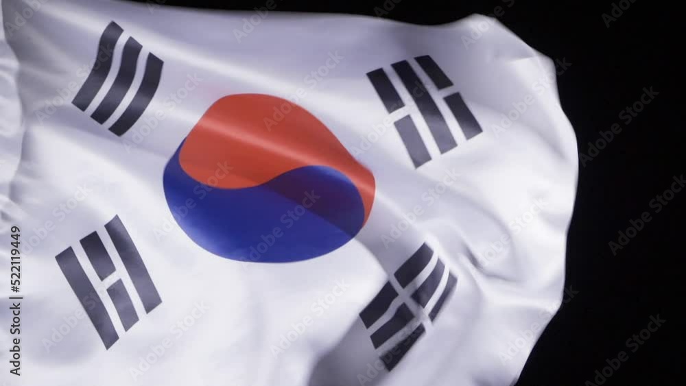 National Korean Flag. It ripples in slow motion.
Korean flag waving in slow motion. black background.
National Korean Flag. It ripples in slow motion.
Korean flag waving in slow motion. black background.
