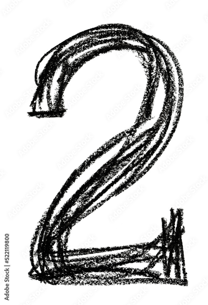 Handwritten sketch black Number 2 on transparent background Stock ...
