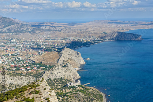 View towards Sudak valley from Sokol mountain, Crimea.