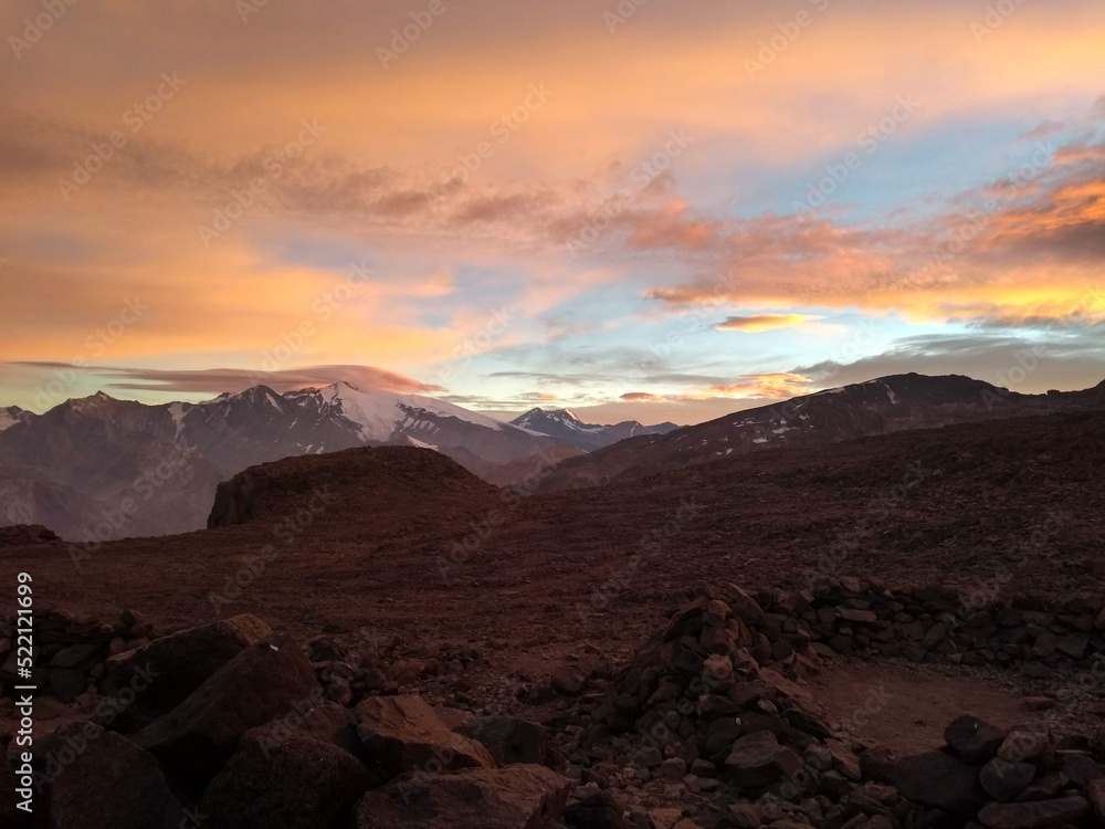 Sunset at 4250m in andes mountains, marmolejo c1.
