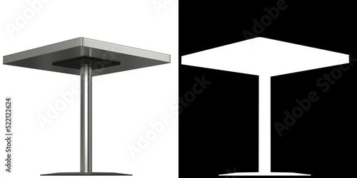 3D rendering illustration of a square diner booth table