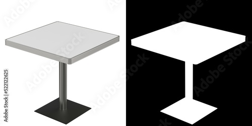 3D rendering illustration of a square diner booth table