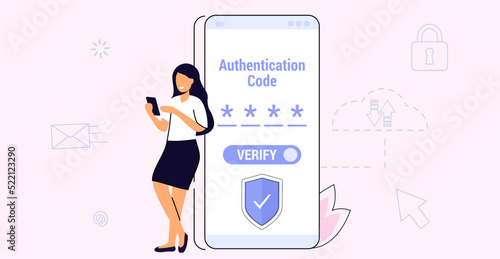 OTP authentication Secure Verification One-time password for secure transaction on digital payment Vector illustration OTP and Bank Details concept 2-Step authentication mobile applications