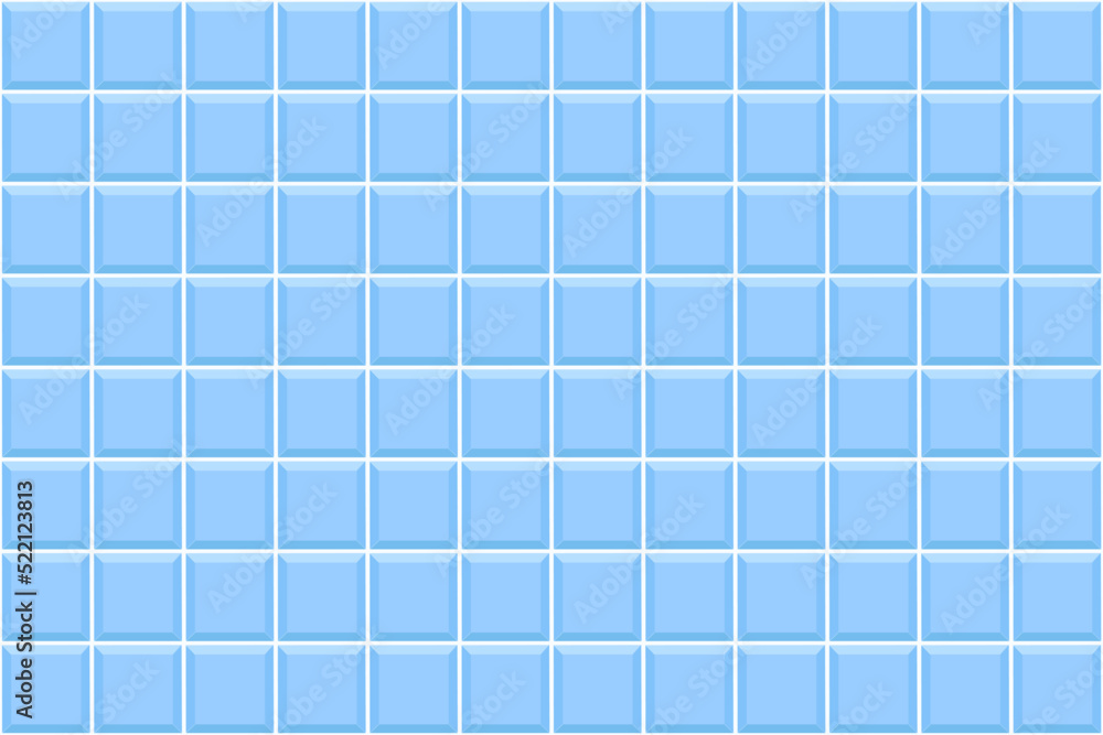 Blue square tile seamless pattern. Swimming pool floor background. Bathroom or toilet ceramic or glass wall texture. Interior or exterior mosaic surface. Vector flat illustration