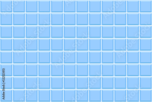 Blue square tile seamless pattern. Swimming pool floor background. Bathroom or toilet ceramic or glass wall texture. Interior or exterior mosaic surface. Vector flat illustration