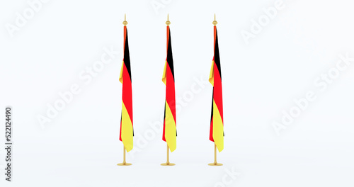 Germany hanging flag on flagpole, Greeting card National Independence Day of the Federal Republic of Germany., 3D render