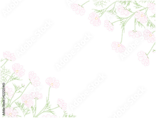 コスモスの線画フレーム③ななめ_カラフル