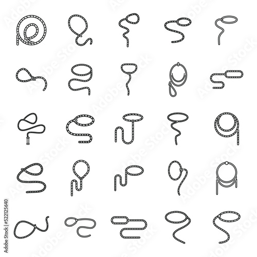 Lasso icons set outline vector. Hand cowboy