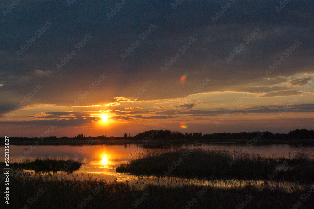 sunset over the lake