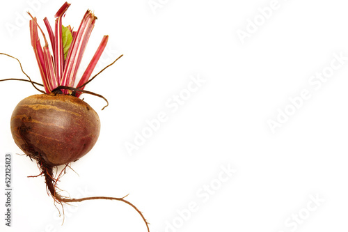 Beetroot isolated on white background with clipping path and full depth of field. Copy space. Place inscription.