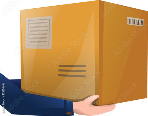 Postman parcel box icon cartoon vector. Mail bag