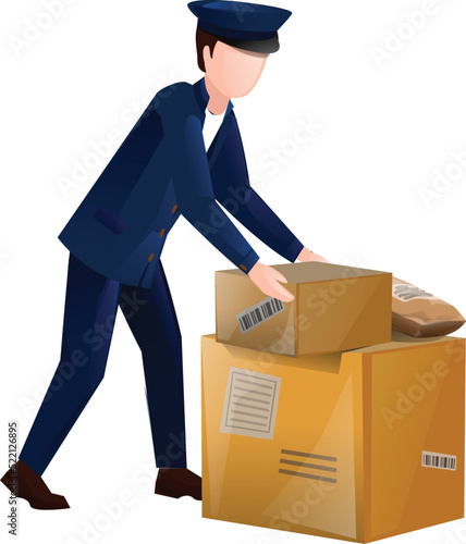 Take post parcel icon cartoon vector. Man service