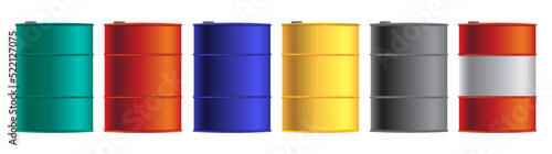 Metal Barrels of Diffrerent Colors
