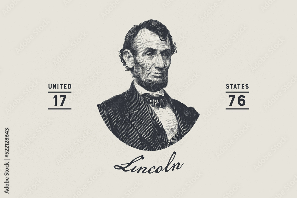 Abraham Lincoln | Farmhouse | Print | EPS10 - obrazy, fototapety, plakaty 