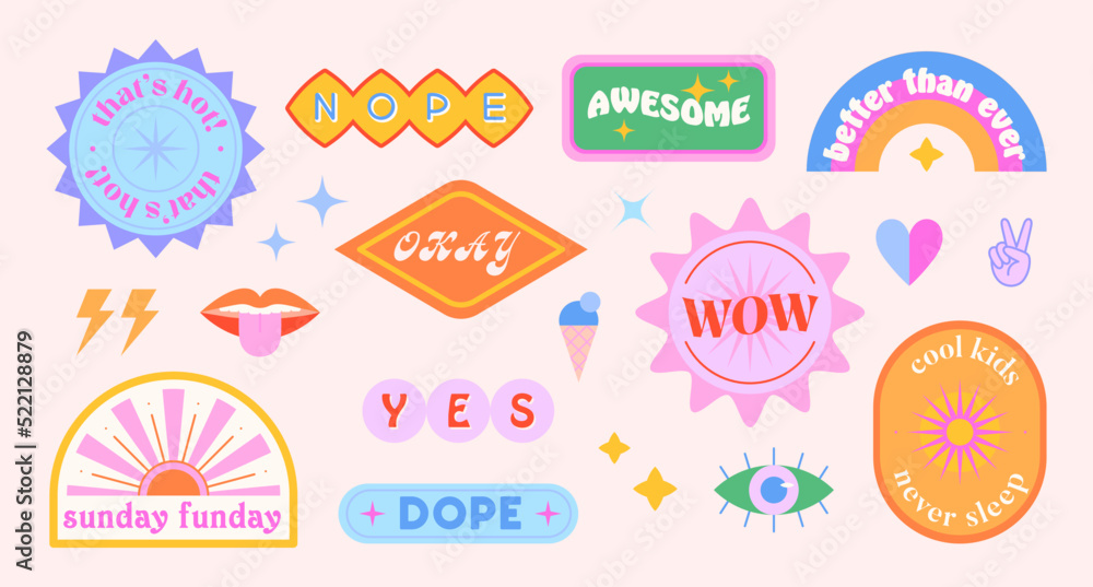 Free Vector  Funny set of lovely stickers