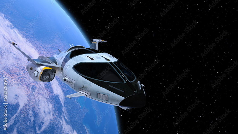 宇宙船と地球 Stock Illustration Adobe Stock