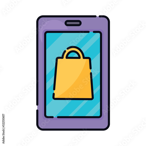 shopping bag in smartphone