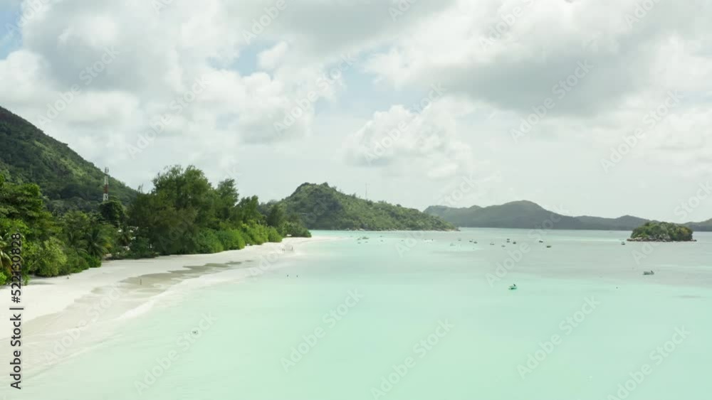 Aerial view of Seychelles. Beautiful nature with mountains and sandy beaches on the shores of the Indian Ocean. Aerial view of Seychelles. Beautiful nature with mountains and sandy beaches on the shores of the Indian Ocean.