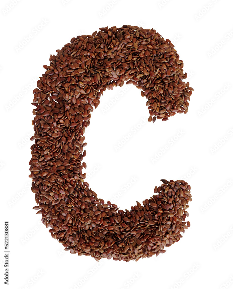 Letter C made with Linseed also known as flaxseed isolated on transparent background Letter C made with Linseed also known as flaxseed isolated on transparent background