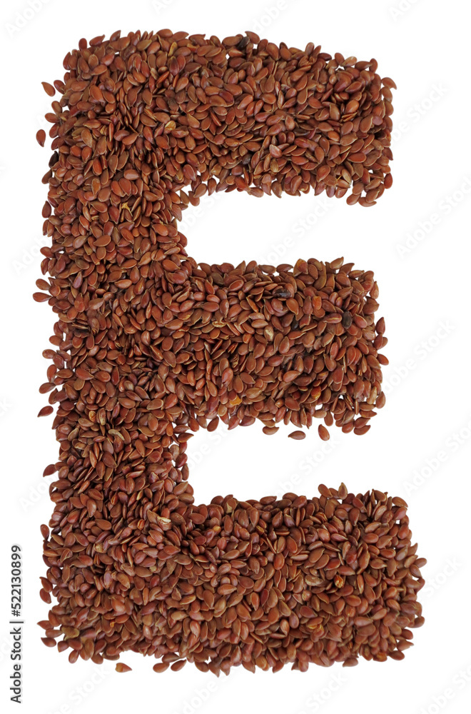 Letter E made with Linseed also known as flaxseed isolated on transparent background Letter E made with Linseed also known as flaxseed isolated on transparent background
